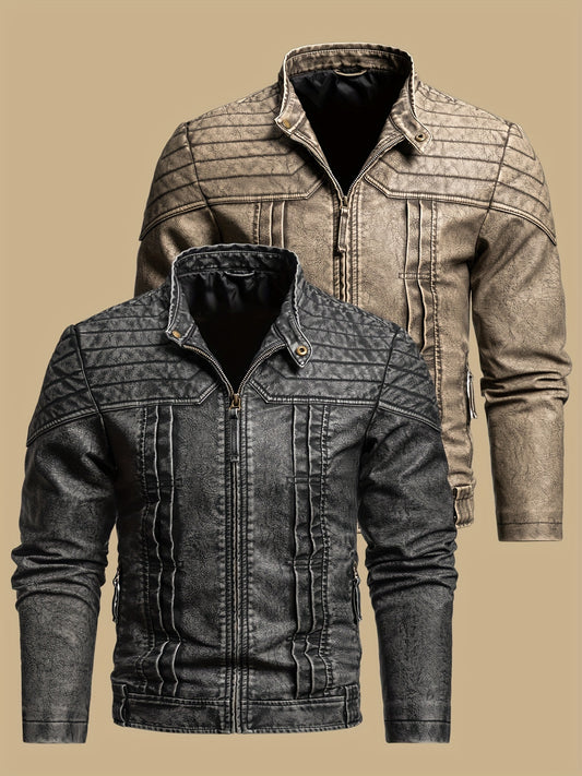 Chaqueta Vintage de Cuero PU para Hombre