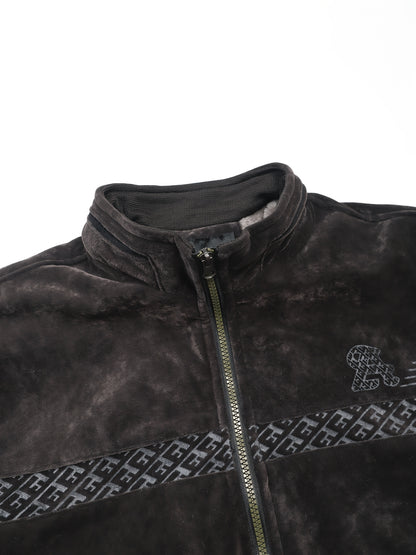 Chaqueta Fleece Vintage para Hombre Cuello Alto y Tejido Poliéster