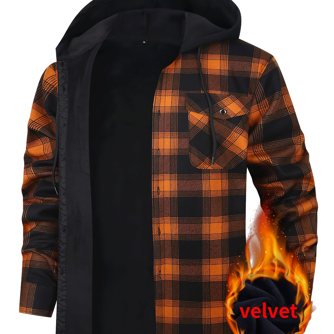 Chaqueta de Cuadros con Capucha para Hombre