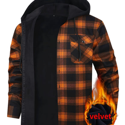 Chaqueta de Cuadros con Capucha para Hombre