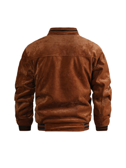 Chaqueta Fleece Vintage para Hombre Cuello Alto y Tejido Poliéster