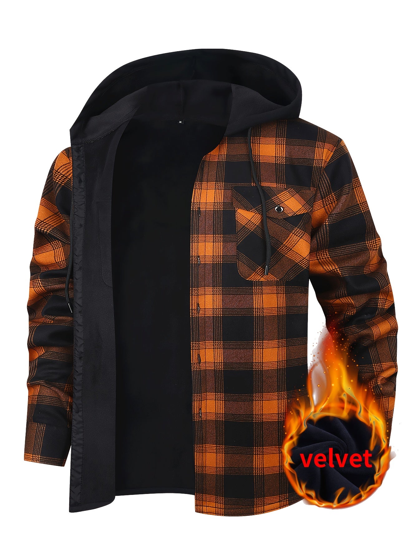 Chaqueta de Cuadros con Capucha para Hombre