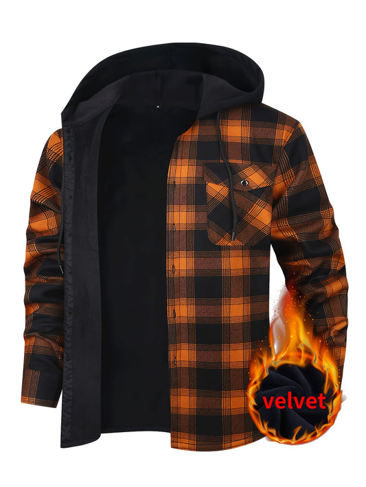 Chaqueta de Cuadros con Capucha para Hombre