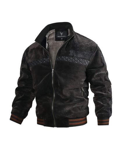 Chaqueta Fleece Vintage para Hombre Cuello Alto y Tejido Poliéster