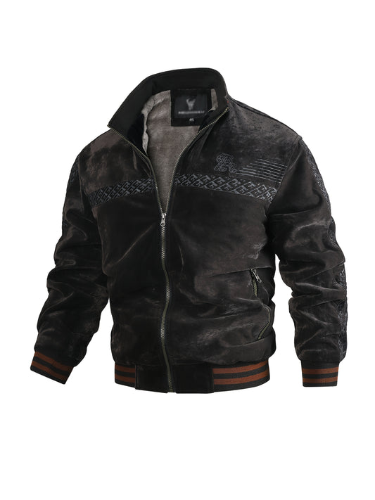 Chaqueta Fleece Vintage para Hombre Cuello Alto y Tejido Poliéster