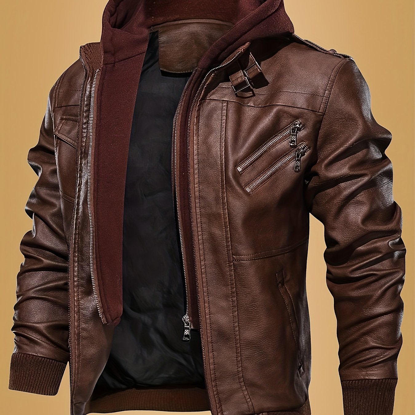 Chaqueta Retro de Cuero PU para Hombre