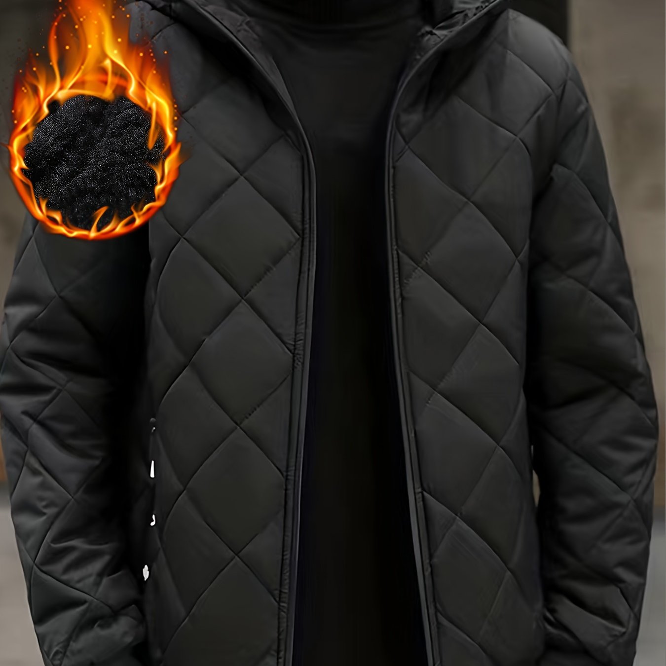 Chaqueta casual para hombre con capucha Forro y Relleno