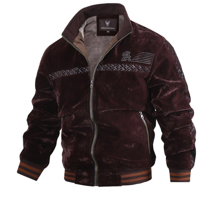 Chaqueta Fleece Vintage para Hombre Cuello Alto y Tejido Poliéster