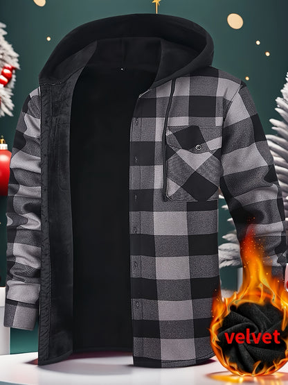 Chaqueta de Cuadros con Capucha para Hombre