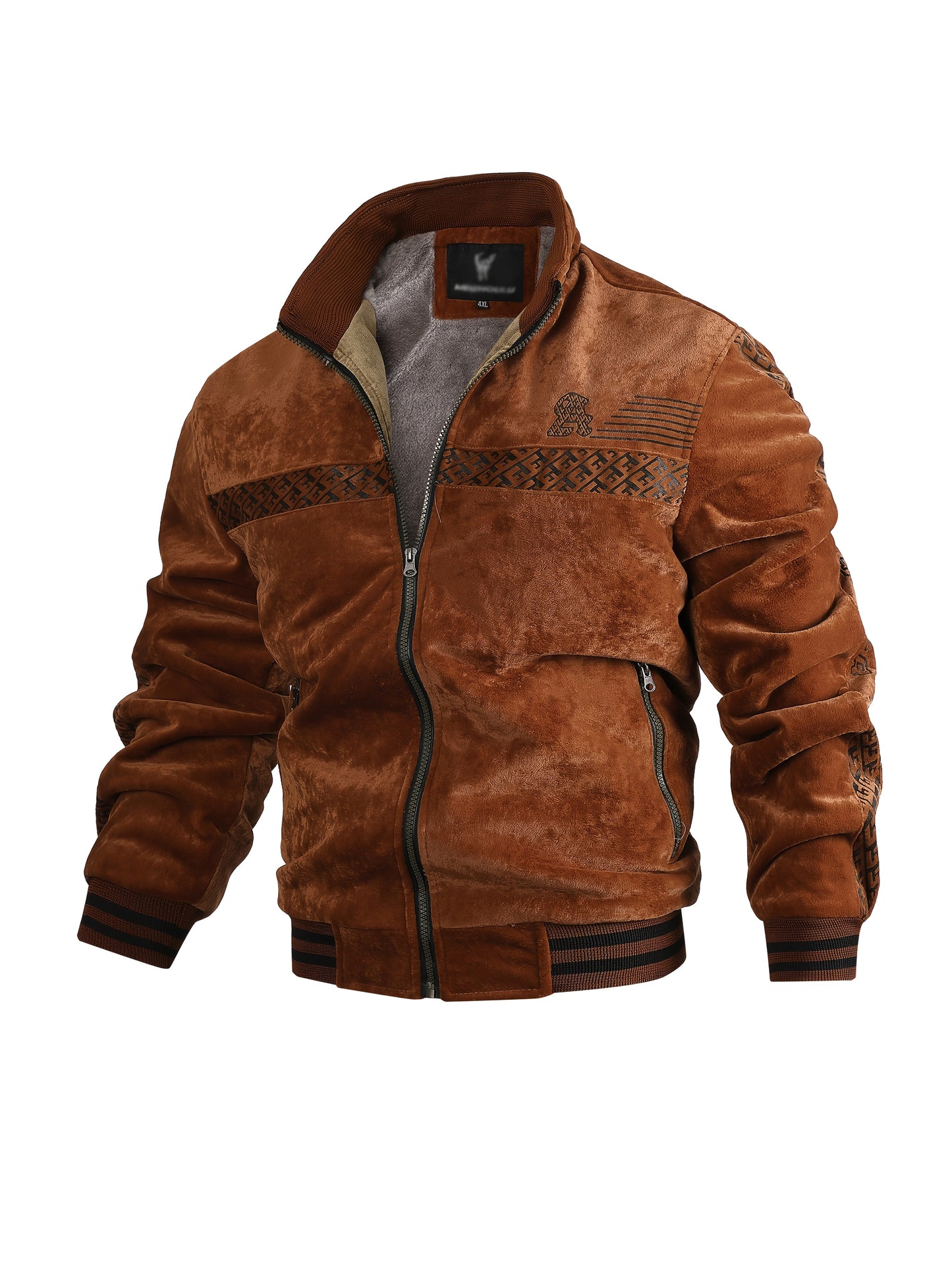 Chaqueta Fleece Vintage para Hombre Cuello Alto y Tejido Poliéster