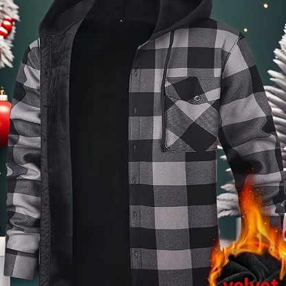 Chaqueta de Cuadros con Capucha para Hombre