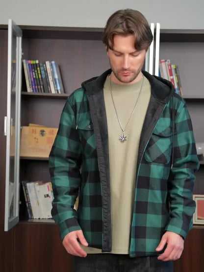 Chaqueta de Cuadros con Capucha para Hombre