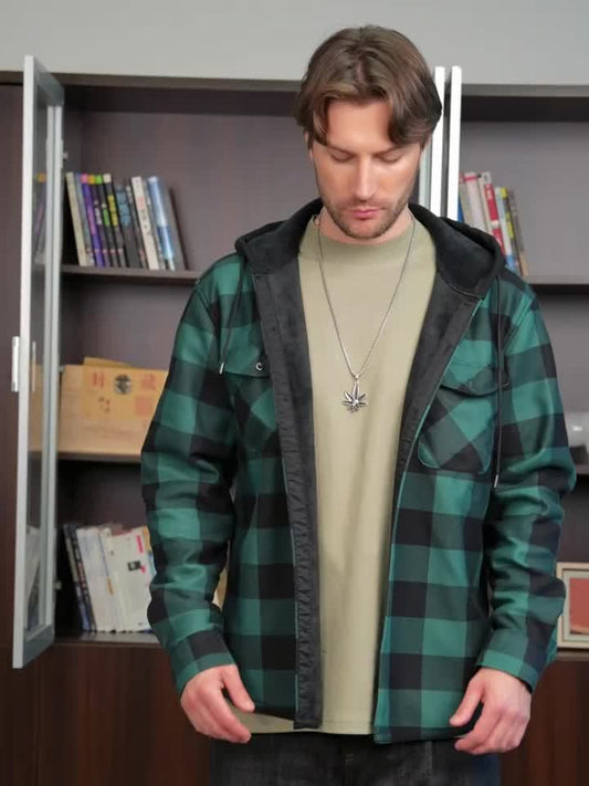 Chaqueta de Cuadros con Capucha para Hombre