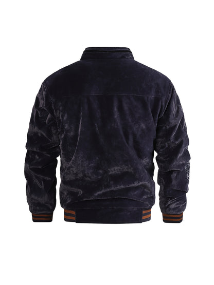 Chaqueta Fleece Vintage para Hombre Cuello Alto y Tejido Poliéster