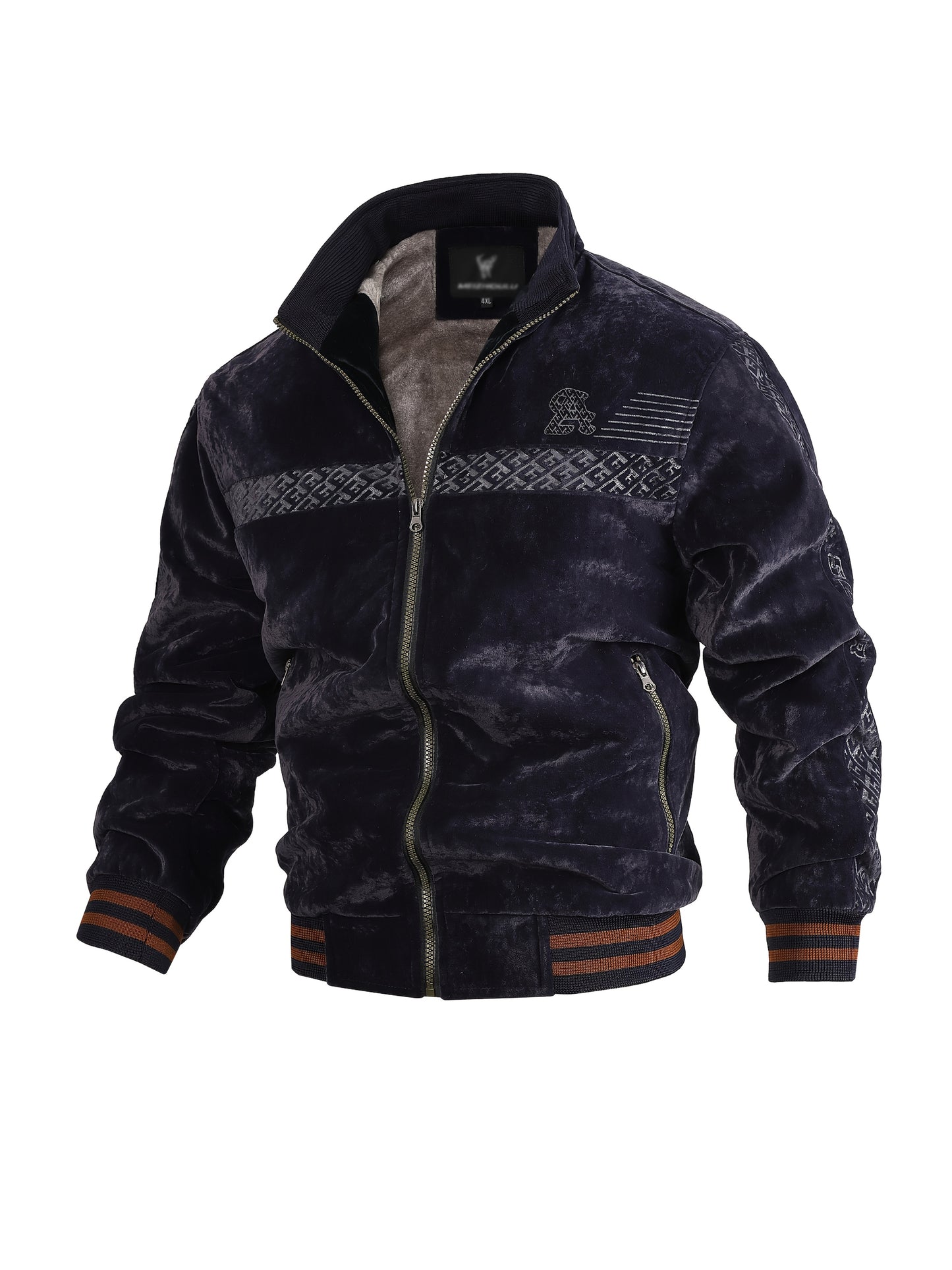 Chaqueta Fleece Vintage para Hombre Cuello Alto y Tejido Poliéster