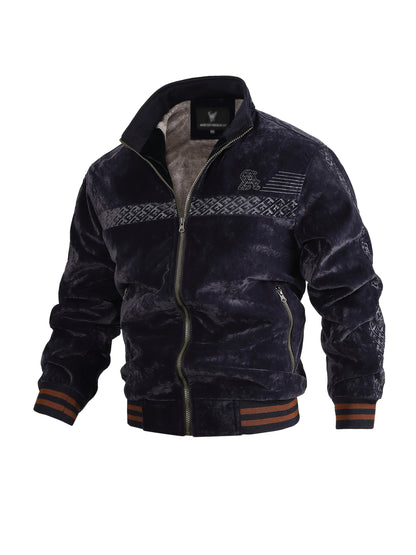 Chaqueta Fleece Vintage para Hombre Cuello Alto y Tejido Poliéster