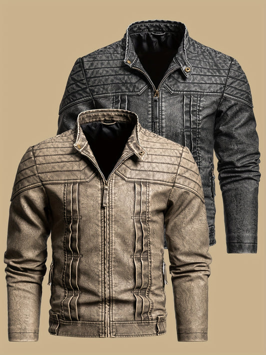Chaqueta Vintage de Cuero PU para Hombre