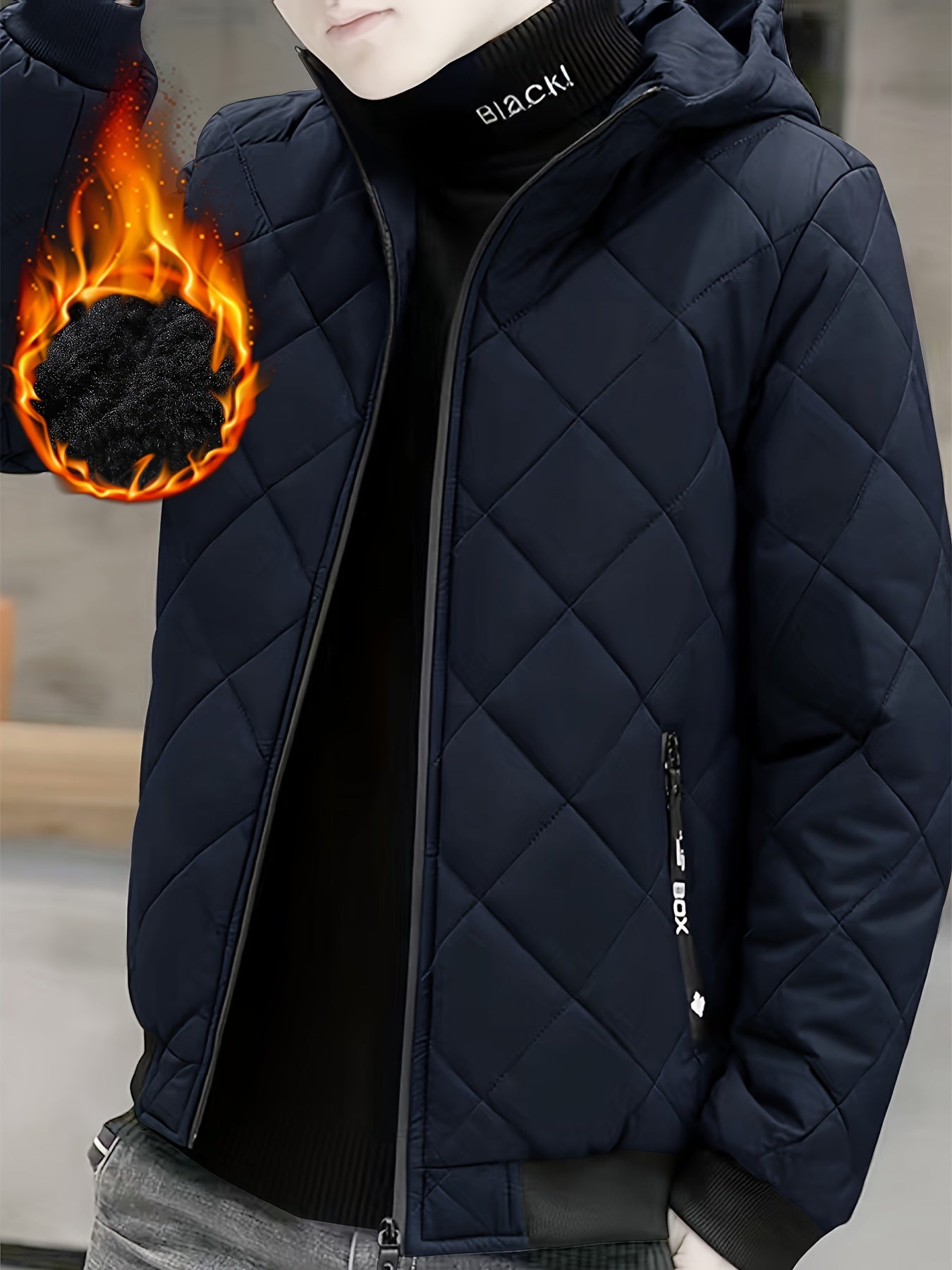 Chaqueta casual para hombre con capucha Forro y Relleno