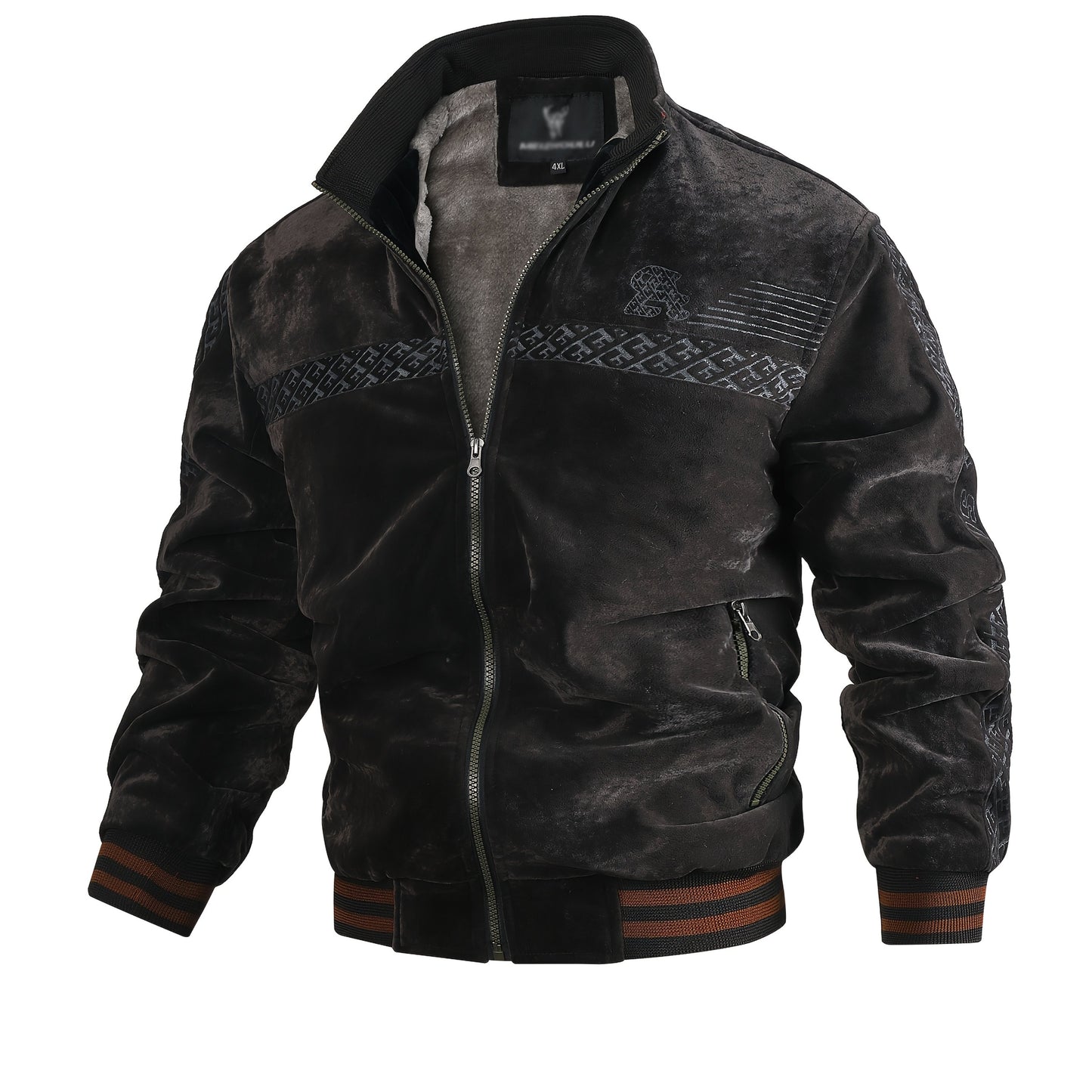 Chaqueta Fleece Vintage para Hombre Cuello Alto y Tejido Poliéster