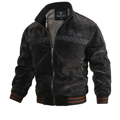 Chaqueta Fleece Vintage para Hombre Cuello Alto y Tejido Poliéster