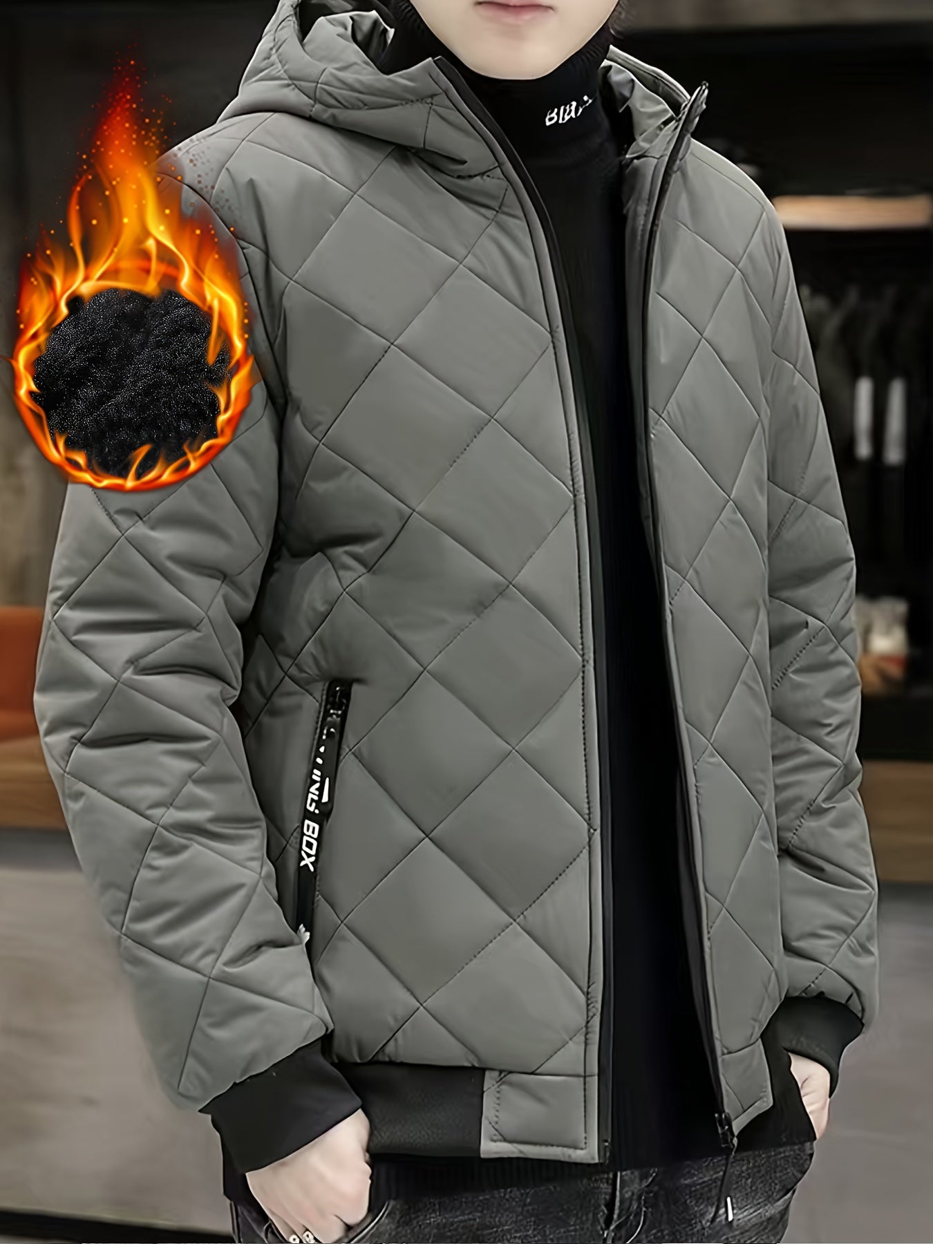 Chaqueta casual para hombre con capucha Forro y Relleno
