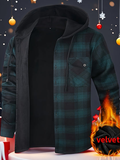 Chaqueta de Cuadros con Capucha para Hombre