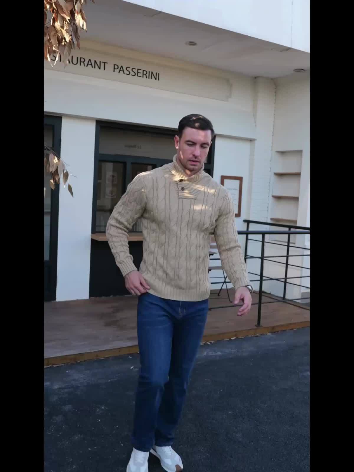 Suéter de Punto con Rayas para Hombre Elegancia Casual de Invierno