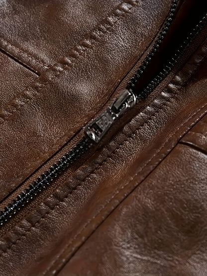 Chaqueta Retro de Cuero PU para Hombre