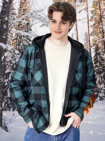 Chaqueta de Cuadros con Capucha para Hombre