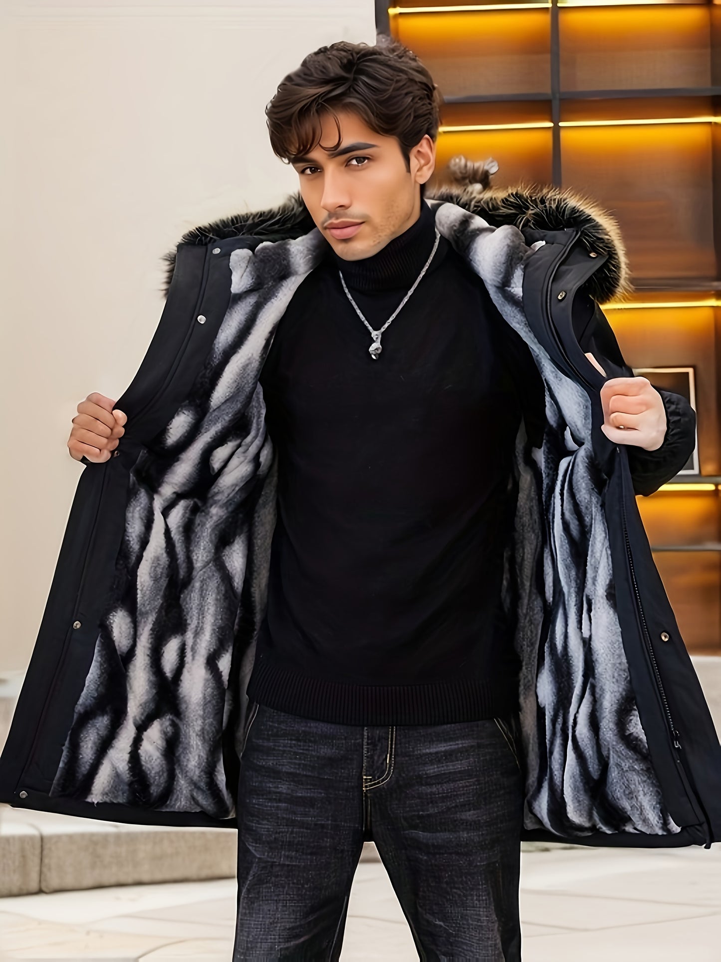 Chaqueta de Invierno para Hombre con Capucha y Cremallera