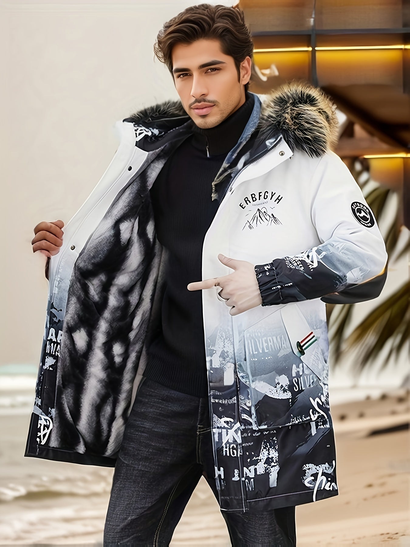 Chaqueta de Invierno para Hombre con Capucha y Cremallera