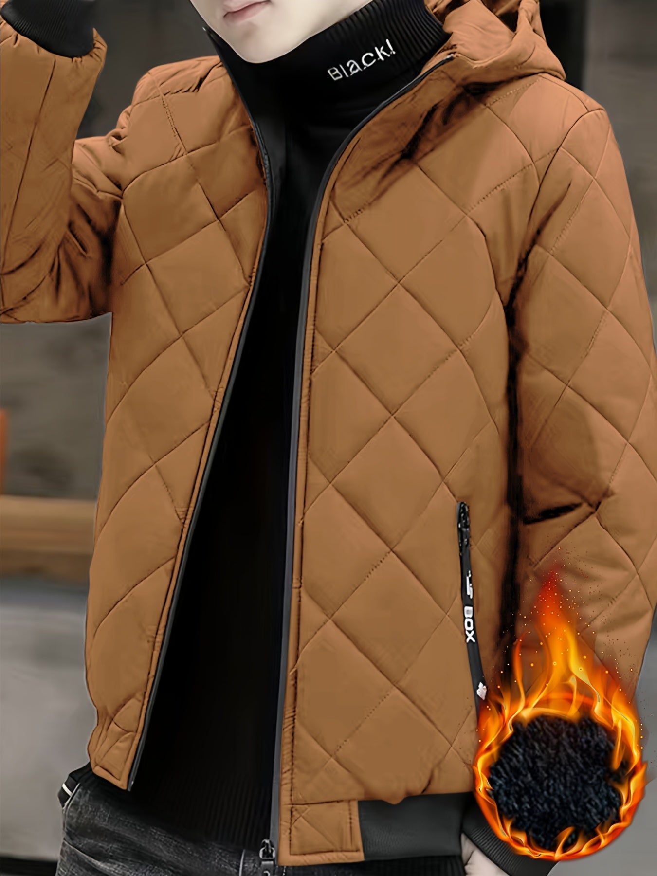 Chaqueta casual para hombre con capucha Forro y Relleno