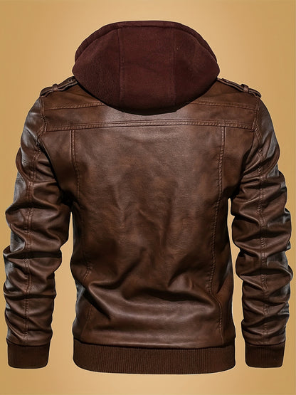 Chaqueta Retro de Cuero PU para Hombre