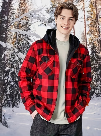 Chaqueta de Cuadros con Capucha para Hombre