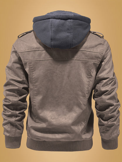 Chaqueta Retro de Cuero PU para Hombre