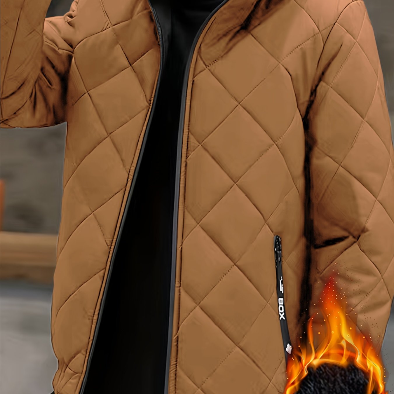 Chaqueta casual para hombre con capucha Forro y Relleno