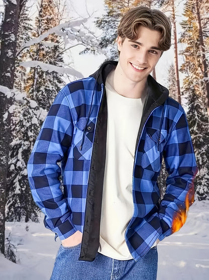 Chaqueta de Cuadros con Capucha para Hombre