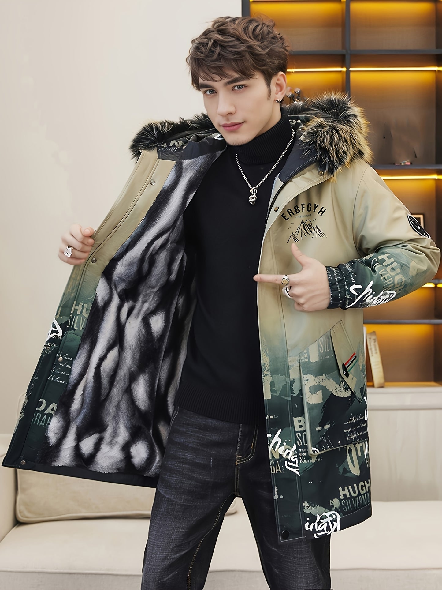 Chaqueta de Invierno para Hombre con Capucha y Cremallera