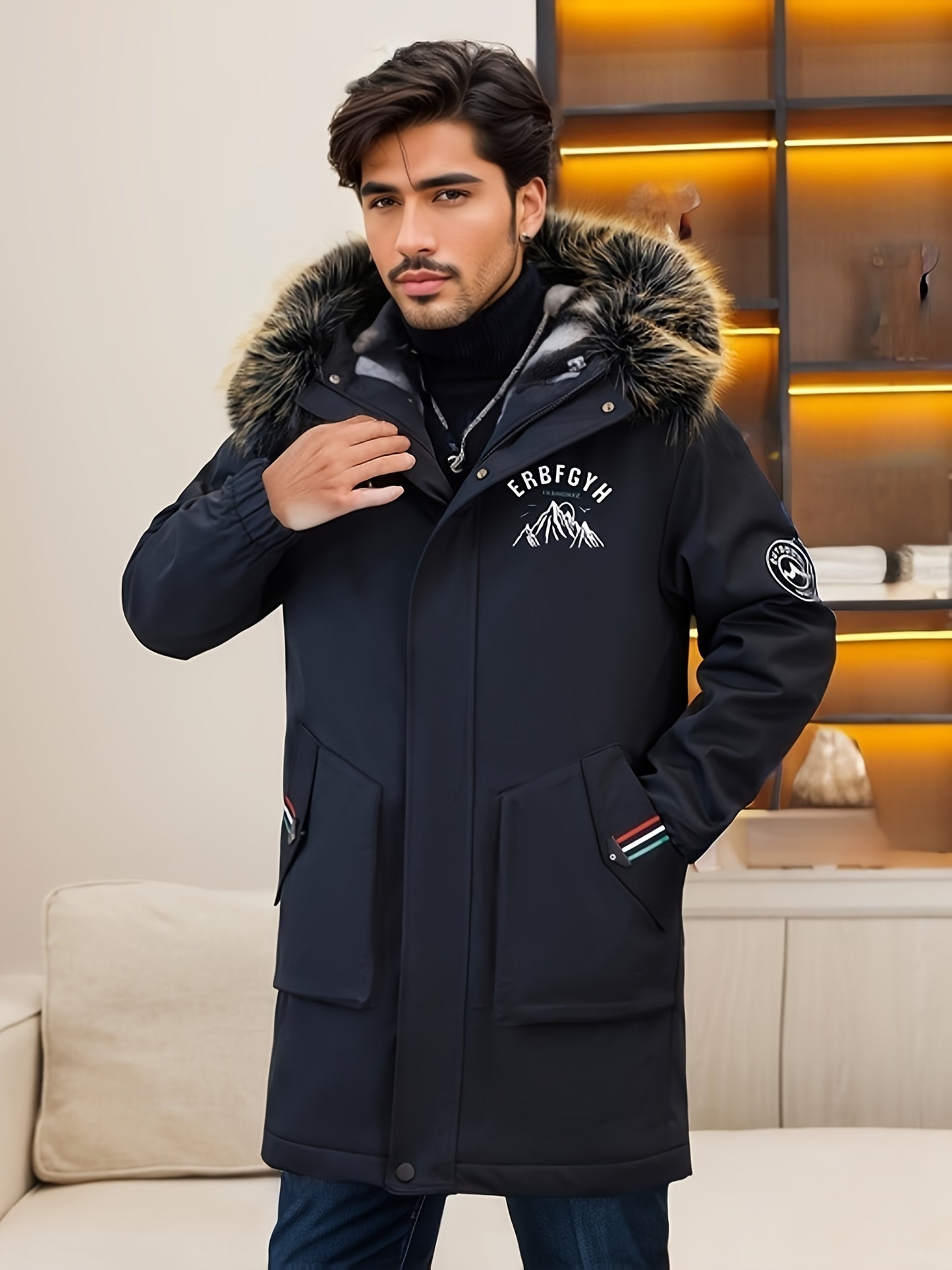 Chaqueta de Invierno para Hombre con Capucha y Cremallera